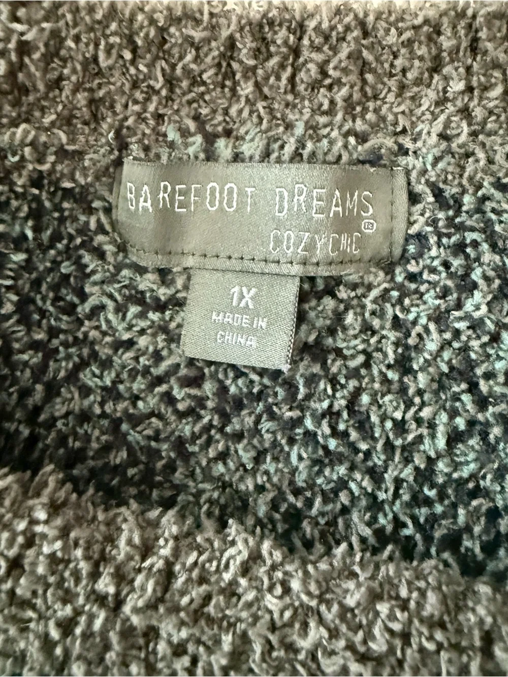 Barefoot Dreams CozyChic Seaside Green and Black Camo Crewneck Sweater